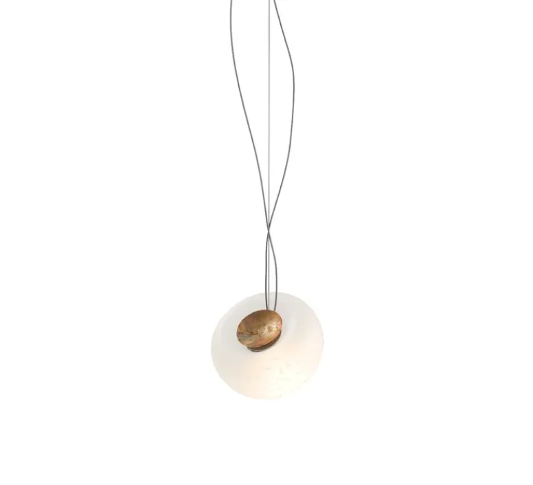 Suspension*Nordic Tales Suspension, Nautico, câble gris, , Ø23cm, H15,5cm - blanc et laiton
