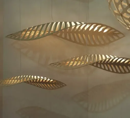Suspension, Navicula Medium, naturel, LED, dim, 2700K, L195cm, H38cm - David Trubridge