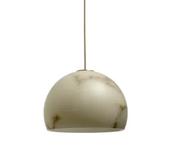 Suspension*Carpyen Suspension, Neil 21, albâtre, câble or et rosace or satiné, LED, 2700K, 654lm, Ø21cm, H14cm - blanc et or