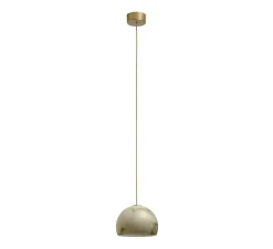 Suspension*Carpyen Suspension, Neil 21, albâtre, câble or et rosace or satiné, LED, 2700K, 654lm, Ø21cm, H14cm - blanc et or