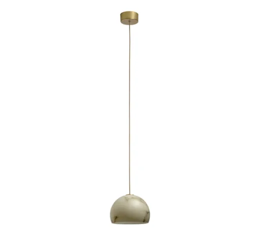 Suspension*Carpyen Suspension, Neil 21, albâtre, câble or et rosace or satiné, LED, 2700K, 654lm, Ø21cm, H14cm - blanc et or