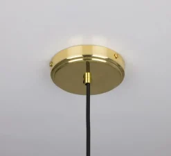 Suspension*Mullan Lighting Suspension, Neith, , Ø30cm, H29cm - verre strié transparent, laiton satiné