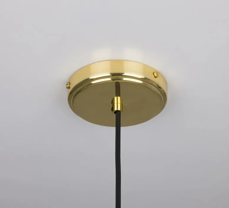 Suspension*Mullan Lighting Suspension, Neith, , Ø30cm, H29cm - verre strié transparent, laiton satiné
