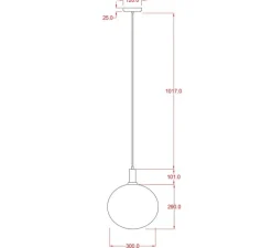 Suspension*Mullan Lighting Suspension, Neith, , Ø30cm, H29cm - verre strié transparent, laiton satiné