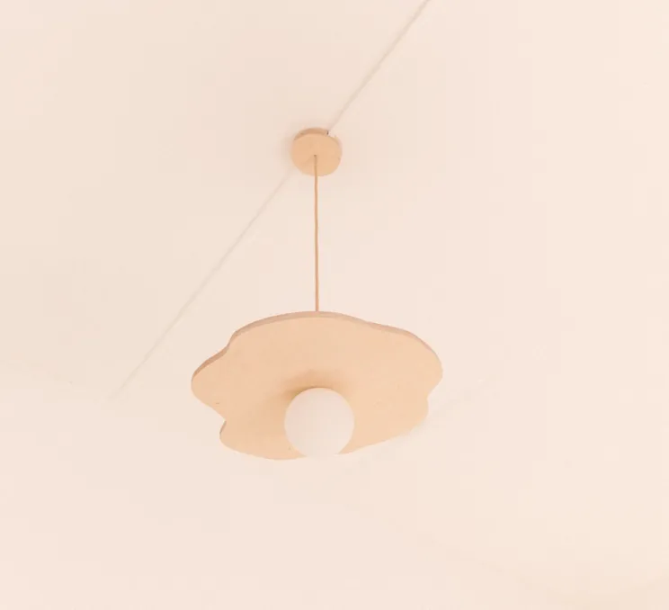 Suspension, Nenuphar moyen, bois naturel, Ø50cm, H1,5cm - Little Anana