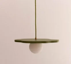 Suspension, Nenuphar petit, peinture laquée vert foncé, Ø35cm, H1,5cm - Little Anana