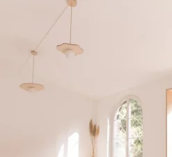 Suspension, Nenuphar petit, bois naturel, Ø35cm, H1,5cm - Little Anana