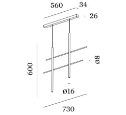 Suspension*Wever&Ducré Suspension, Net 2.0, , LED, dim, 2700K, 500 lm, L73cm, H60cm - noir
