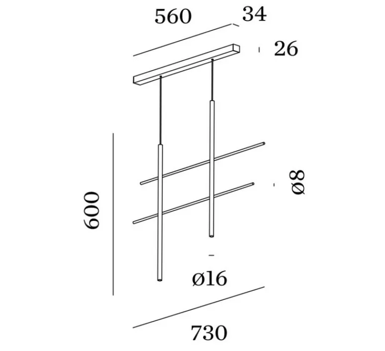 Suspension*Wever&Ducré Suspension, Net 2.0, , LED, dim, 2700K, 500 lm, L73cm, H60cm - noir