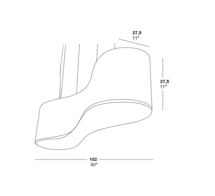 Suspension, New Wave S, cerisier, blanc, L102cm, H27,5cm - LZF