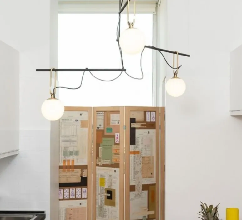 Suspension*Artemide Suspension, NH S3, , L117,5cm, H67,2cm - blanc, laiton, noir
