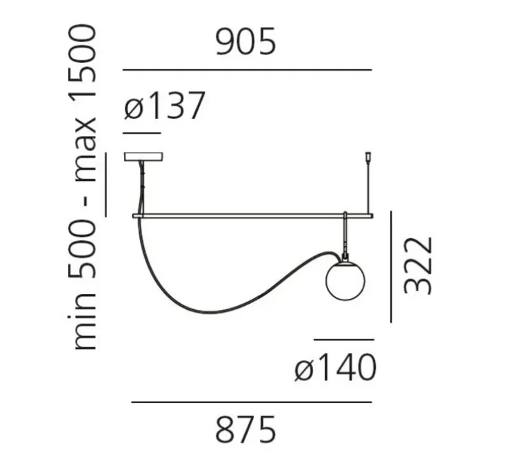 Suspension, NH S2, blanc, laiton, noir, L90,5cm, H32,2cm - Artemide