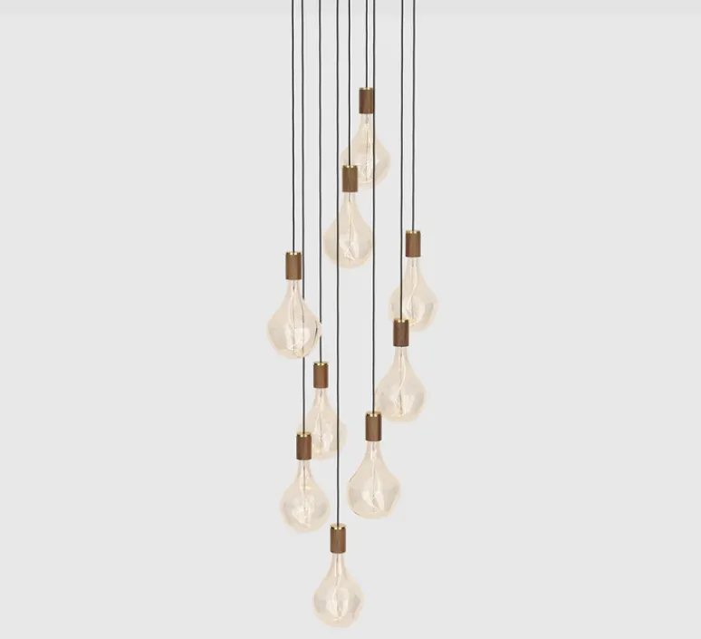 Suspension*Tala Suspension, Nine pendant + Voronoi II, noyer, 2200K, 150lm, dim, Ø5cm, H500cm maximum- bois, noyer