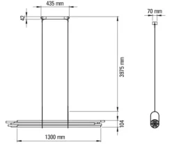 Suspension, NL 12, noir et blanc, LED, 2700K, 4800 lm, L130cm, H10,4cm - DCW éditions Paris