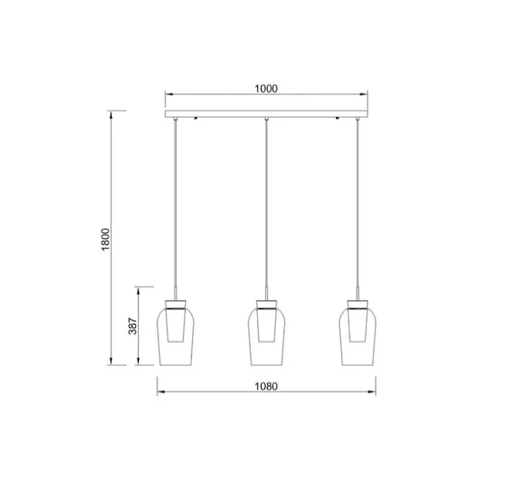 Suspension, Nora 3 lights, blanc, chrome, tige laiton, L108cm, H38,7cm - Mantra
