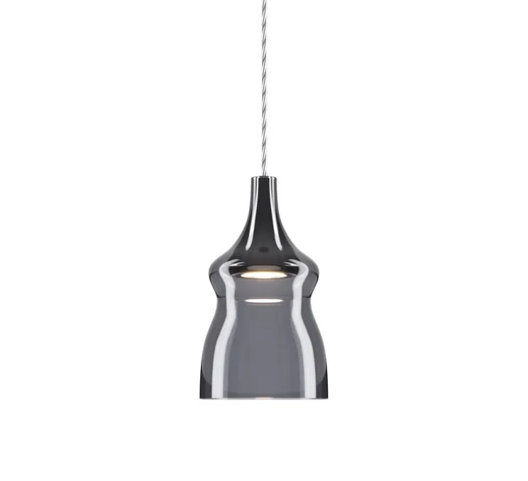 Suspension, Nostalgia cluster 24 pièces avec rosace blanche, gris fumé et cristal, LED, dim, 2700K, 1280 lm, Ø100cm, H150cm - Lodes
