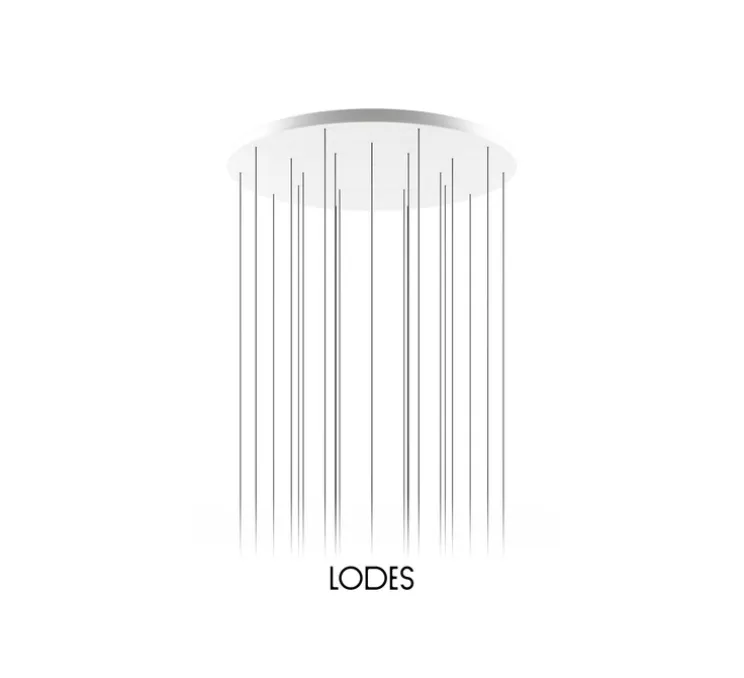 Suspension, Nostalgia cluster 24 pièces avec rosace blanche, gris fumé et cristal, LED, dim, 2700K, 1280 lm, Ø100cm, H150cm - Lodes