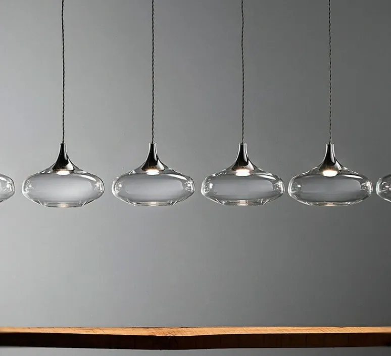 Suspension*Lodes Suspension, Nostalgia large sans rosace, noir & transparent, LED, dim, 2700K, 1280 lm, Ø28cm, H21,5cm - noir & transparent