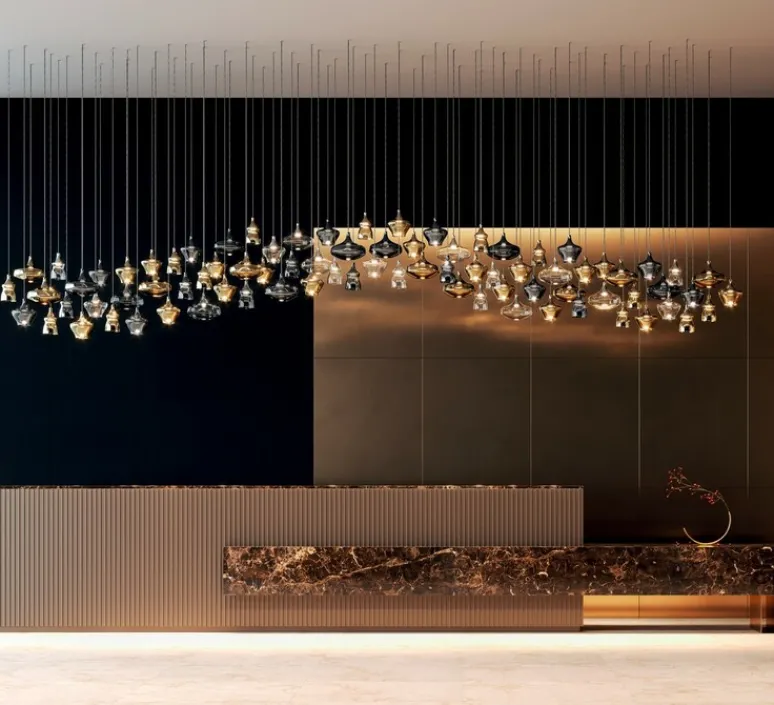 Suspension*Lodes Suspension, Nostalgia large sans rosace, noir & transparent, LED, dim, 2700K, 1280 lm, Ø28cm, H21,5cm - noir & transparent