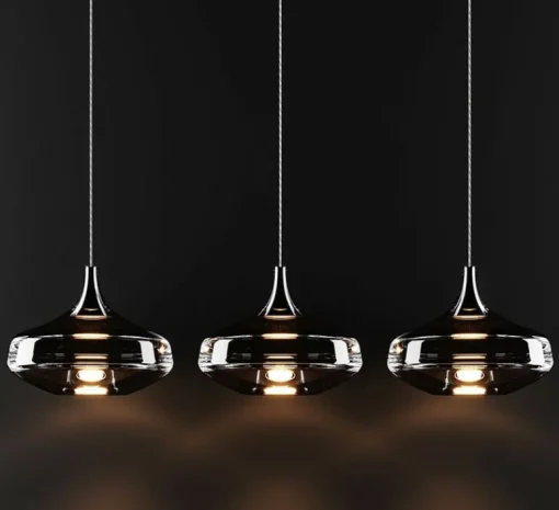 Suspension*Lodes Suspension, Nostalgia large sans rosace, chrome & fumé, LED, dim, 2700K, 1280 lm, Ø28cm, H21,5cm - chrome & fumé
