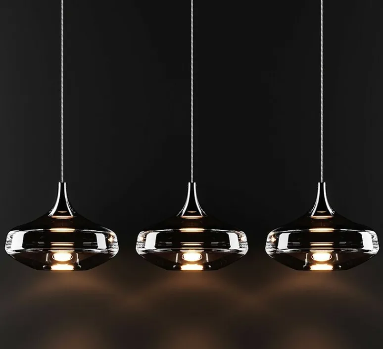Suspension*Lodes Suspension, Nostalgia large sans rosace, chrome & fumé, LED, dim, 2700K, 1280 lm, Ø28cm, H21,5cm - chrome & fumé