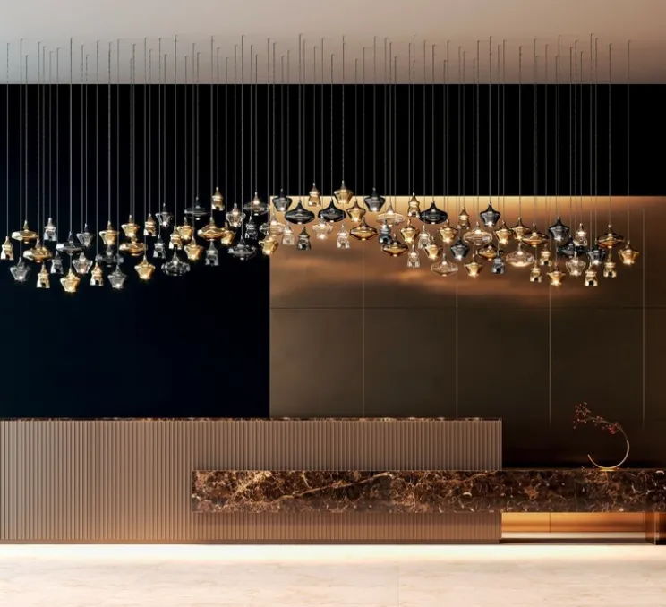 Suspension, Nostalgia medium sans rosace, noir & transparent, LED, dim, 2700K, 1280 lm, Ø20cm, H21,5cm - Lodes