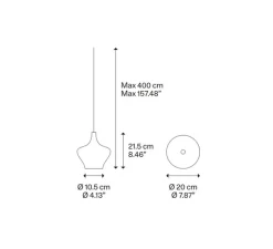 Suspension*Lodes Suspension, Nostalgia medium sans rosace, chrome & fumé, LED, dim, 2700K, 1280 lm, Ø20cm, H21,5cm - chrome & fumé