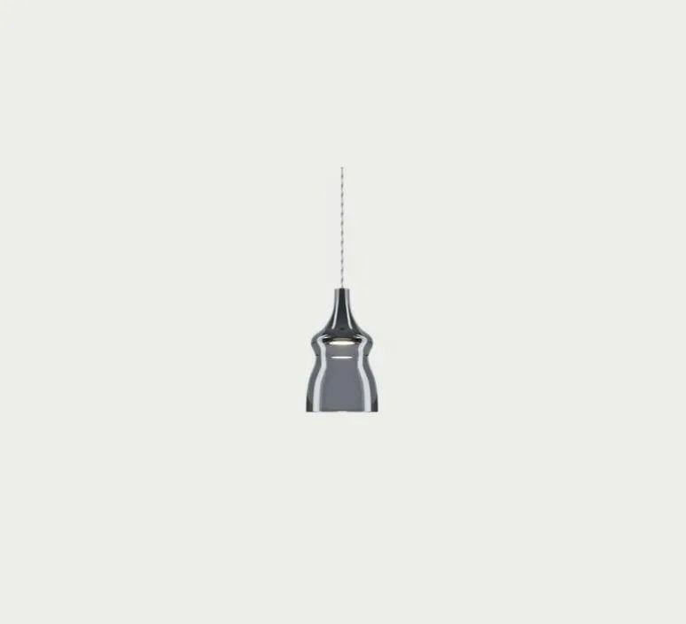 Suspension*Lodes Suspension, Nostalgia small sans rosace, chrome & fumé, LED, dim, 2700K, 1280 lm, Ø12,5cm, H21,5cm - chrome & fumé