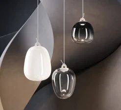 Suspension*Lodes Suspension, Oblo Large sans rosace, , LED, dim, 2700K, 1280 lm, Ø24,5cm, H34,7cm - blanc soie