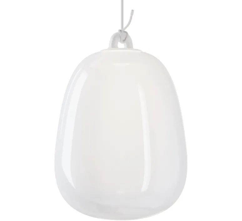Suspension*Lodes Suspension, Oblo Large sans rosace, , LED, dim, 2700K, 1280 lm, Ø24,5cm, H34,7cm - blanc soie