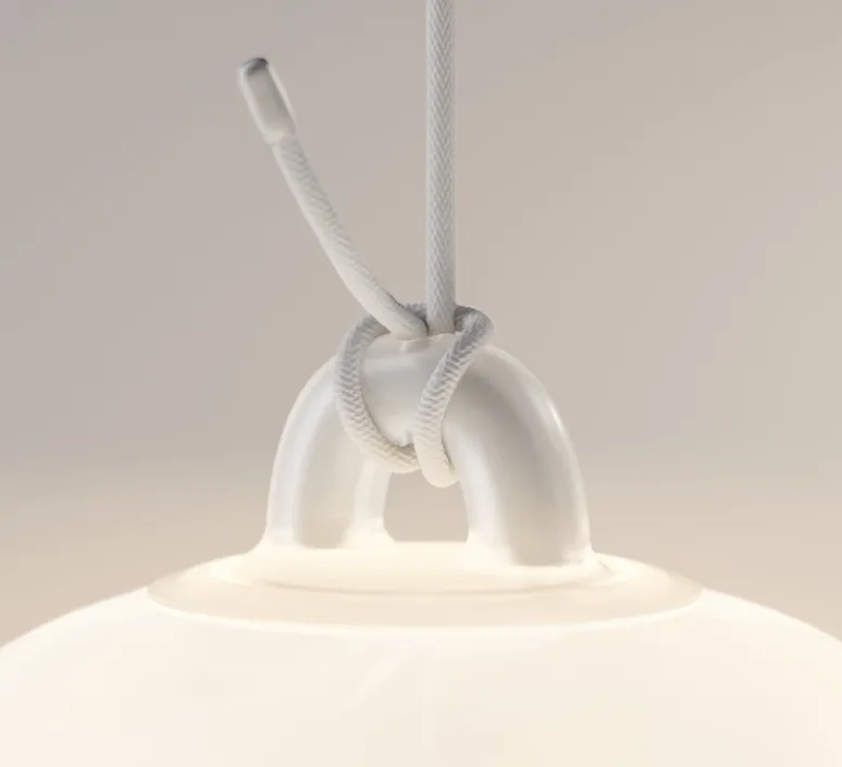Suspension*Lodes Suspension, Oblo Large sans rosace, , LED, dim, 2700K, 1280 lm, Ø24,5cm, H34,7cm - blanc soie