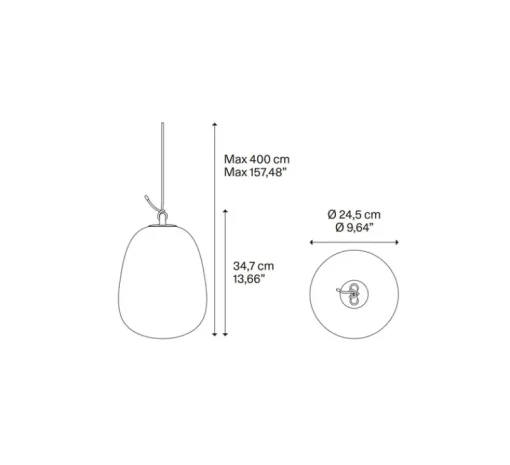 Suspension*Lodes Suspension, Oblo Large sans rosace, , LED, dim, 2700K, 1280 lm, Ø24,5cm, H34,7cm - blanc soie