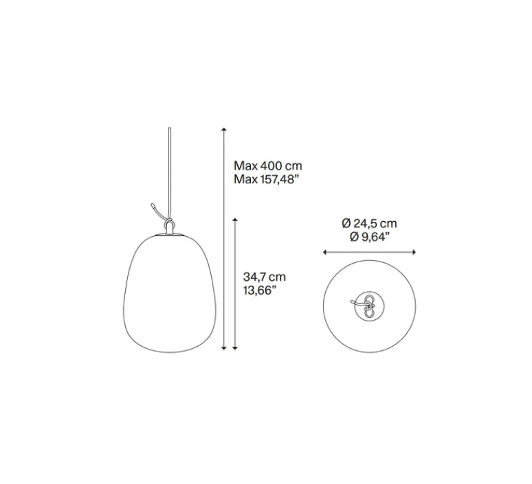 Suspension*Lodes Suspension, Oblo Large sans rosace, , LED, dim, 2700K, 1280 lm, Ø24,5cm, H34,7cm - blanc soie