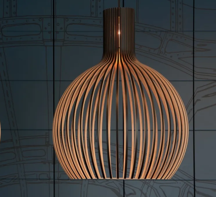 Suspension, Octo, 4240, noyer, 2800K, 1055lm, Ø54cm, H68cm - Secto Design