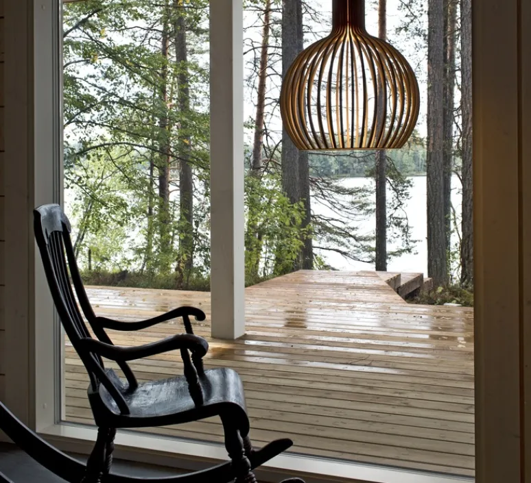 Suspension*Secto Design Suspension, Octo Small, 4241, noyer, Ø45cm, H55cm - bois, blanc