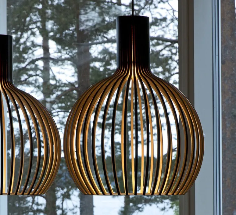 Suspension*Secto Design Suspension, Octo Small, 4241, noyer, Ø45cm, H55cm - bois, blanc