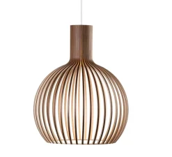 Suspension*Secto Design Suspension, Octo Small, 4241, noyer, Ø45cm, H55cm - bois, blanc