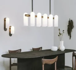 Suspension*Schwung Suspension, Odyssey Linear SM, , L114,3cm, H42,4cm - Laiton laqué bruni, verre mat