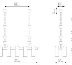 Suspension*Schwung Suspension, Odyssey Linear SM, , L114,3cm, H42,4cm - Laiton laqué bruni, verre mat