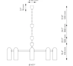 Suspension*Schwung Suspension, Odyssey Round MD, , Ø119,7cm, H41,6cm - Laiton laqué bruni, verre mat
