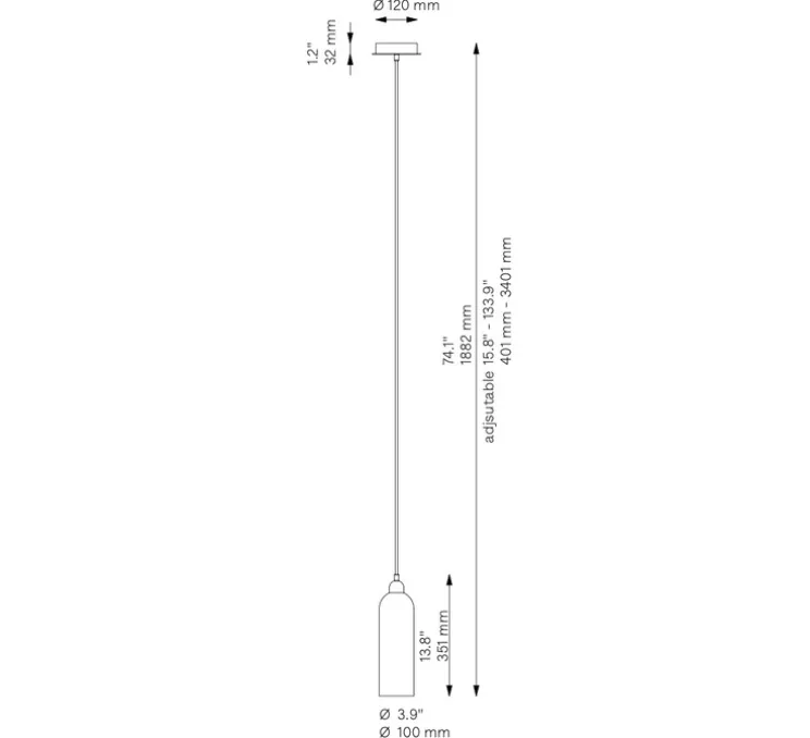 Suspension, Odyssey Single LG, Laiton laqué bruni, Ø10cm, H35,1cm - Schwung