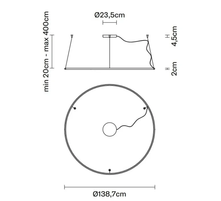 Suspension*Fabbian Suspension, OLympic F45, , dim, LED, 3000K, 7900lm, L138,7cm, H2cm - blanc