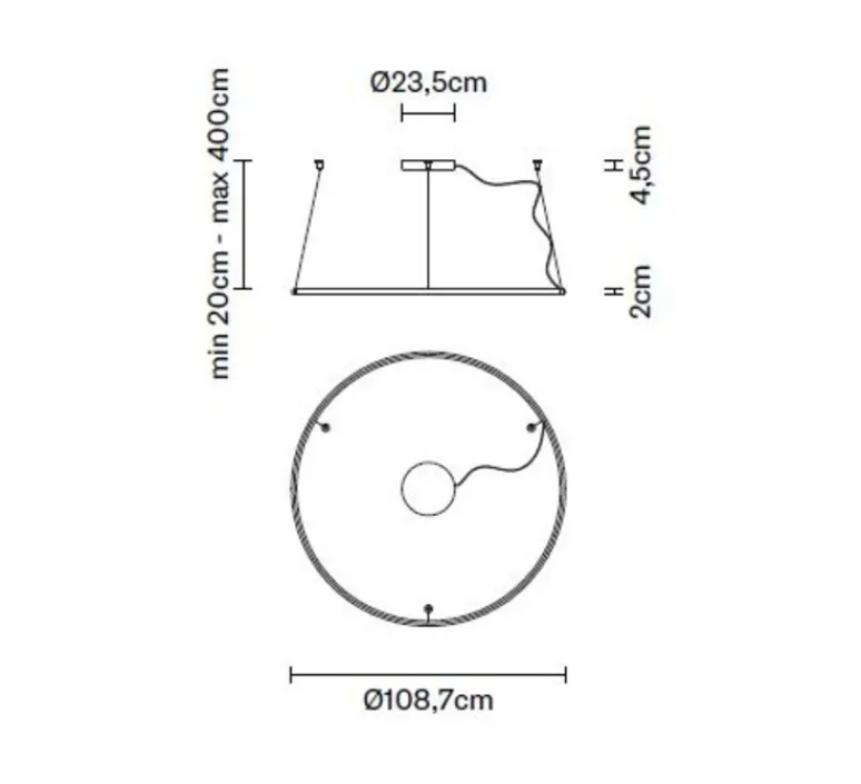 Suspension*Fabbian Suspension, Olympic F45, , LED, 3000k,6120lm, L108,7cm, H20cm - bronze