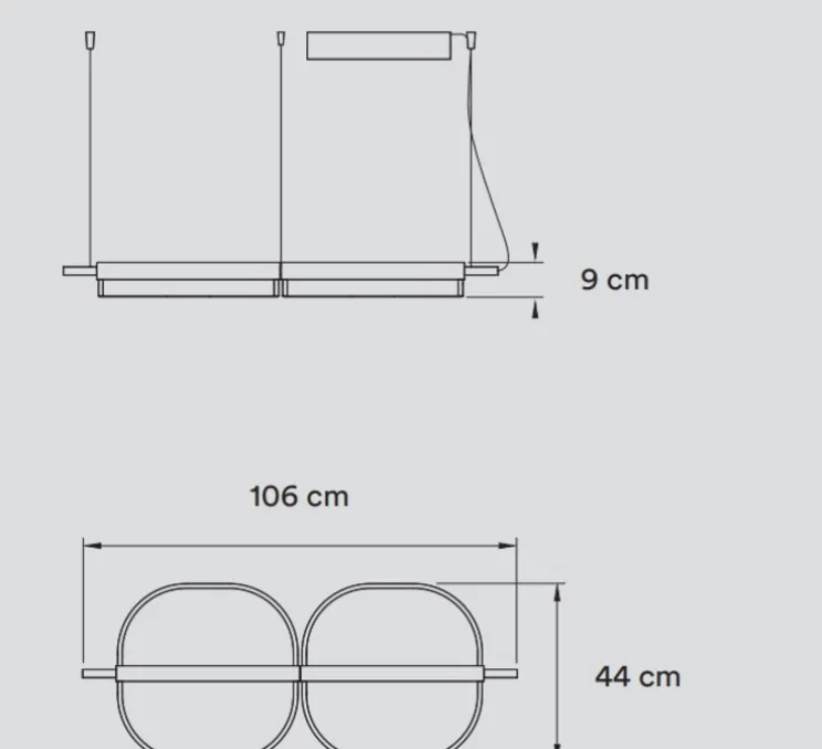 Suspension, Omma 2 leaves, blanc naturel, structure or, LED, dim, 3000K, 1680 lm, L106cm, H9cm - LZF