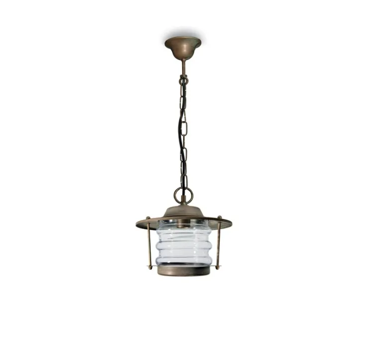 Suspension*Moretti Luce Suspension, Onda 2072, laiton vieilli, IP44, Ø26cm, H95cm - Cuivre laiton vieilli