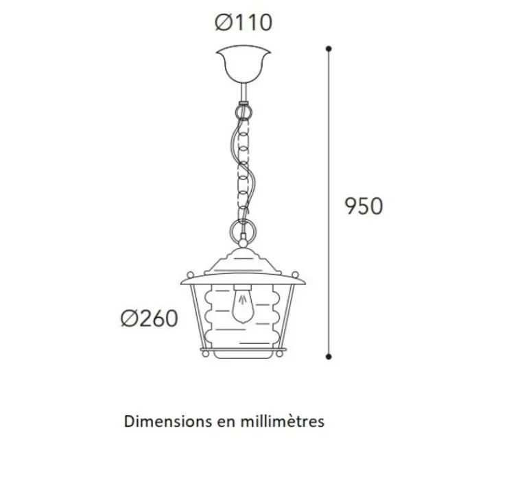 Suspension*Moretti Luce Suspension, Onda 2072, laiton vieilli, IP44, Ø26cm, H95cm - Cuivre laiton vieilli