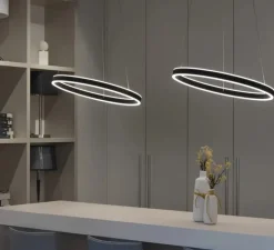 Suspension*SLV Suspension, ONE 60, , LED, dim, 3000/4000K, 800/820 lm, Ø60cm, H4,5cm - noir