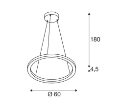 Suspension*SLV Suspension, ONE 60 PHASE UP/DOWN, , 2700K/3000K, 830lm, Ø60cm, H4,5cm - laiton