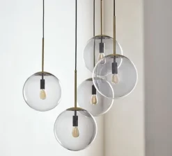 Suspension*Bolia Suspension, Orb Ø20 cm, , Ø20cm, H41,1cm - verre gris fumé, laiton antique mat
