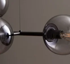 Suspension, Orb, en longueur, noir, verre fumé, H42cm, L114cm - Bolia